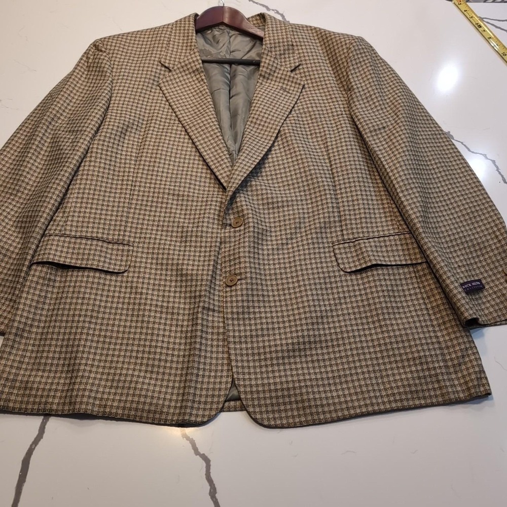 Nick Hilton Collection Wool Silk Shepherd Check Sport Coat Jacket Blazer 48R NWT